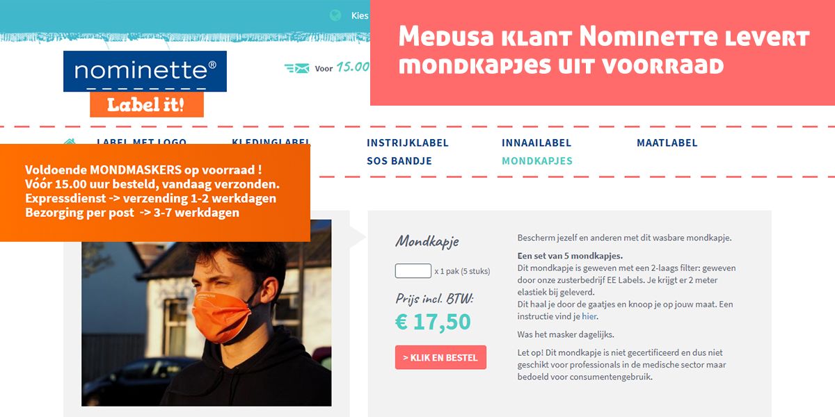 Medusa klant Nominette levert mondkapjes uit voorraad!