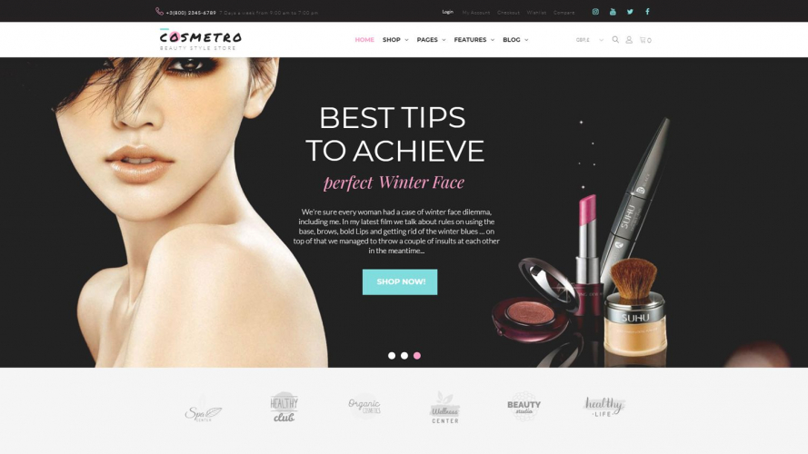 Cosmetro homepage template